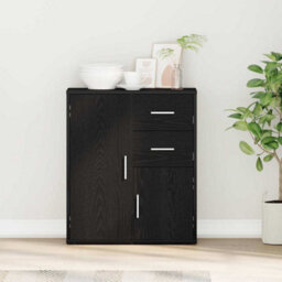 Berkfield Sideboard With Drawer Black Oak 60 X 31 X 70 Cm Engineered Wood