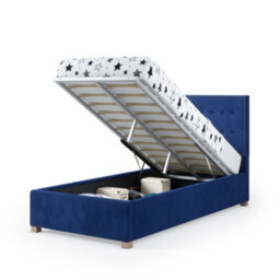 Rest Relax Amelia Solo Ottoman Bed Plush Velvet Navy Blue - Single 3Ft - thumbnail 5