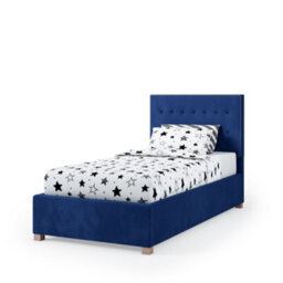 Rest Relax Amelia Solo Ottoman Bed Plush Velvet Navy Blue - Single 3Ft - thumbnail 4