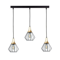 Luminosa Lighting Luminosa Selene Bar Pendant Ceiling Light Black, Gold 3X E27 - thumbnail 1