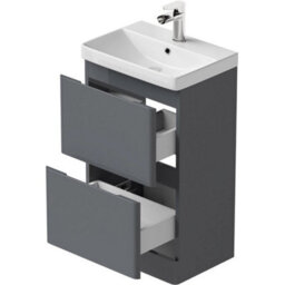 Bathroom Cloakroom Vanity Unit Wash Basin Cabinet Drawers Storage Grey 500mm - thumbnail 6