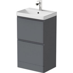 Bathroom Cloakroom Vanity Unit Wash Basin Cabinet Drawers Storage Grey 500mm - thumbnail 1