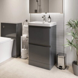 Bathroom Cloakroom Vanity Unit Wash Basin Cabinet Drawers Storage Grey 500mm - thumbnail 4