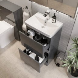 Bathroom Cloakroom Vanity Unit Wash Basin Cabinet Drawers Storage Grey 500mm - thumbnail 5