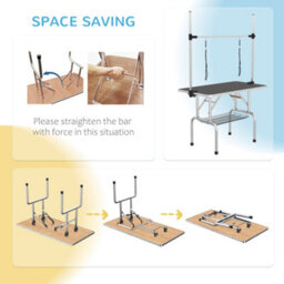 Pawhut Metal Adjustable Dog Grooming Table Rubber Top 2 Safety Slings Mesh - thumbnail 8