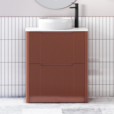 Royal Bathrooms Avenza 600mm Terracotta Clay Floor Standing Countertop Bathroom Vanity Unit 2 Drawer With Round Basin - image 1