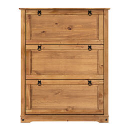Mercers Furniture Corona 3 Shelf Shoe Rack Chest Solid Wood Pine Antique Wax Wooden - thumbnail 3