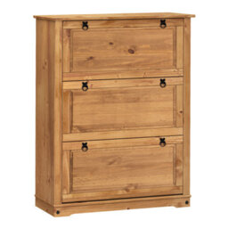 Mercers Furniture Corona 3 Shelf Shoe Rack Chest Solid Wood Pine Antique Wax Wooden - thumbnail 2
