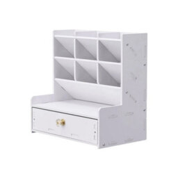 Desk Organiser Set White Pvc Office Pen Pencil Holder - thumbnail 1
