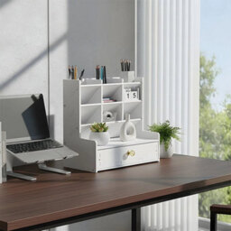 Desk Organiser Set White Pvc Office Pen Pencil Holder - thumbnail 6