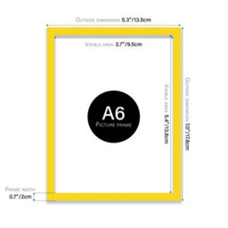 A6 Yellow Picture Frame Fits A6 (10.5 X 14.8Cm - 4.1 X 5.8In) Poster, Photo, Artwork, Or Print. - thumbnail 2