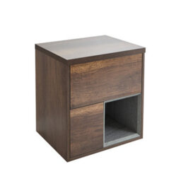 Homestylestore Dark Oak 600mm Wall Hung Bathroom Vanity Unit With Countertop Basin - thumbnail 1