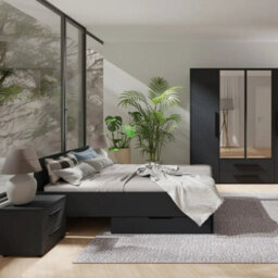 Arte Maxione Mx-04 Bed Frame Eu King - Black, Sleek Modern Bed With Slats - thumbnail 2