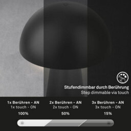 Briloner Battery Powered Black Dimmable Rechargeable Table Lamp - thumbnail 7