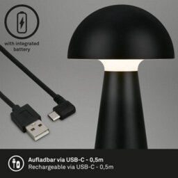 Briloner Battery Powered Black Dimmable Rechargeable Table Lamp - thumbnail 6