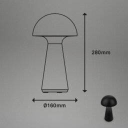Briloner Battery Powered Black Dimmable Rechargeable Table Lamp - thumbnail 4