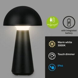 Briloner Battery Powered Black Dimmable Rechargeable Table Lamp - thumbnail 2