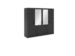 Arte Bali 240Cm Wardrobe - Grey Matt With Mirror Panels And Functional Shelving - thumbnail 1