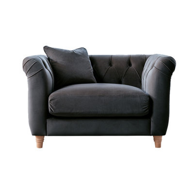 Furnishings For Less UK Elsie Velvet Chesterfield Plush Velvet Midnight Armchair - image 1