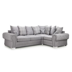 Furnishings For Less UK Milan 4 Seater L Shaped Corner Sofa Scatter Back Chesterfield Arms Grey Right Hand Facing - thumbnail 1
