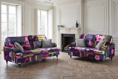 Multicoloured Fabric Patchwork 3 + 2 Seater Sofa Set For Living Room Astbury - image 1