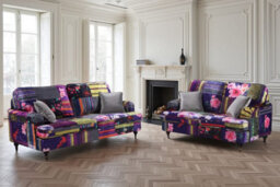 Multicoloured Fabric Patchwork 3 + 2 Seater Sofa Set For Living Room Astbury - thumbnail 1