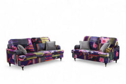Multicoloured Fabric Patchwork 3 + 2 Seater Sofa Set For Living Room Astbury - thumbnail 4