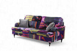 Multicoloured Fabric Patchwork 3 + 2 Seater Sofa Set For Living Room Astbury - thumbnail 2