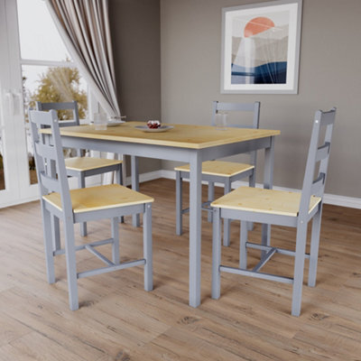 Lassic Vida Designs Yorkshire 4 Seater Dining Set, Grey & Pine - image 1