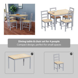 Lassic Vida Designs Yorkshire 4 Seater Dining Set, Grey & Pine - thumbnail 7