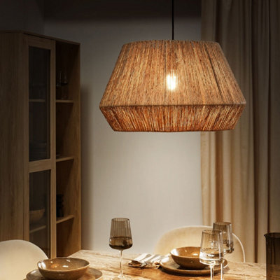 Beliani Pendant Lamp, Handwoven Jute Shade, Black Iron Base, 48Cm - image 1