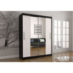 Arte Vista 01 Modern Mirrored Sliding Door Wardrobe With Ample Storage (H)2000mm X (W)1500mm X (D)610mm - Black And White - thumbnail 1