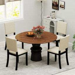 Costway Upholstered Dining Chairs Set Of 2 Armless Kitchen Chairs-Beige - thumbnail 7