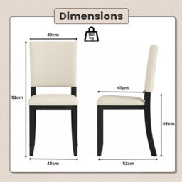 Costway Upholstered Dining Chairs Set Of 2 Armless Kitchen Chairs-Beige - thumbnail 2