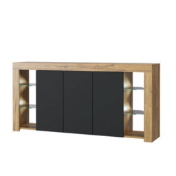 Eden Sideboard 164Cm Oak & Black Matt Doors And Led Lighting - Creative Furniture - thumbnail 9
