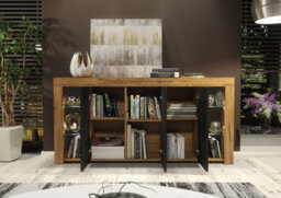 Eden Sideboard 164Cm Oak & Black Matt Doors And Led Lighting - Creative Furniture - thumbnail 5