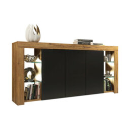 Eden Sideboard 164Cm Oak & Black Matt Doors And Led Lighting - Creative Furniture - thumbnail 6