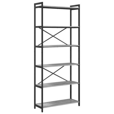 Berkfield Modern Bookcase Grey Sonoma 80 X 30 X 188 Cm Engineered Wood - image 1