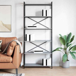 Berkfield Modern Bookcase Grey Sonoma 80 X 30 X 188 Cm Engineered Wood - thumbnail 4