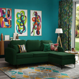 Venice L Corner Sofa Bed With Bonnell Spring Metal Legs Wooden Frame Dl Mechanism Storage 225X172X78X96 Cm Green Right - thumbnail 2