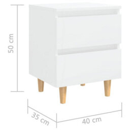 Berkfield Bed Cabinets & Pinewood Legs 2 Pcs High Gloss White 40X35X50Cm - thumbnail 8