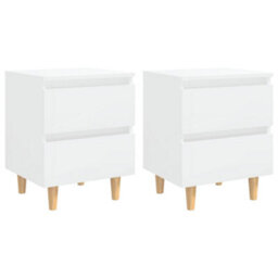 Berkfield Bed Cabinets & Pinewood Legs 2 Pcs High Gloss White 40X35X50Cm - thumbnail 2