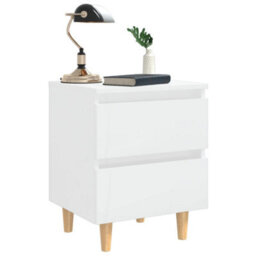 Berkfield Bed Cabinets & Pinewood Legs 2 Pcs High Gloss White 40X35X50Cm - thumbnail 7
