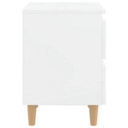 Berkfield Bed Cabinets & Pinewood Legs 2 Pcs High Gloss White 40X35X50Cm - thumbnail 5