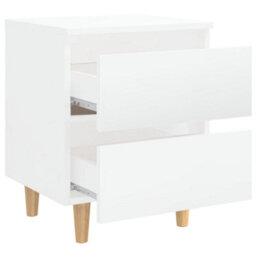 Berkfield Bed Cabinets & Pinewood Legs 2 Pcs High Gloss White 40X35X50Cm - thumbnail 6