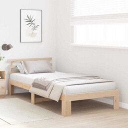 Berkfield Pine Wood Bed Frame Natural Wood Solid Pine Wood 90 X 190 Cm - thumbnail 5