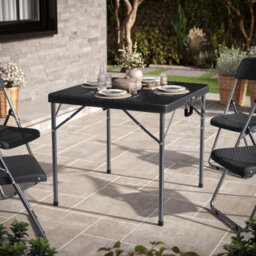 Urbn-Garden Urbngarden 80Cm Width Black Rattan Wood Look Square Folding Garden Table - thumbnail 5