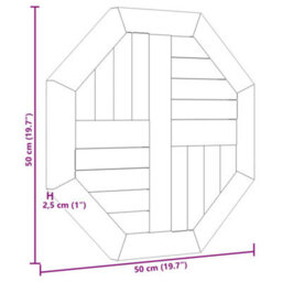 Berkfield Table Top 50X50X2.5 Cm Octagonal Solid Wood Teak - thumbnail 7
