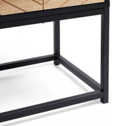 Side End Table 1 Drawer Bedside Nightstand Black & Wood Effect - thumbnail 6