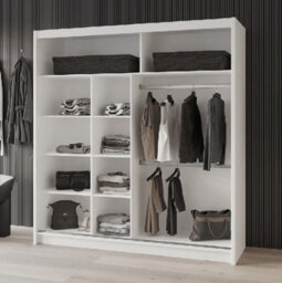 Arte Batumi 203Cm Sliding Door Wardrobe In White Matte - Bright And Functional With Mirrored Panels - thumbnail 3
